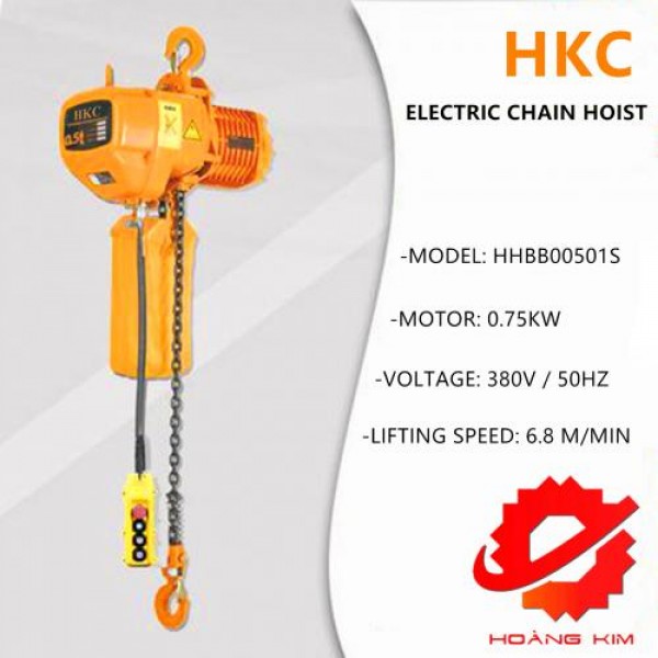 【GIÁ TỐT】Pa lăng xích điện HKC 500kg cố định || HOÀNG KIM 