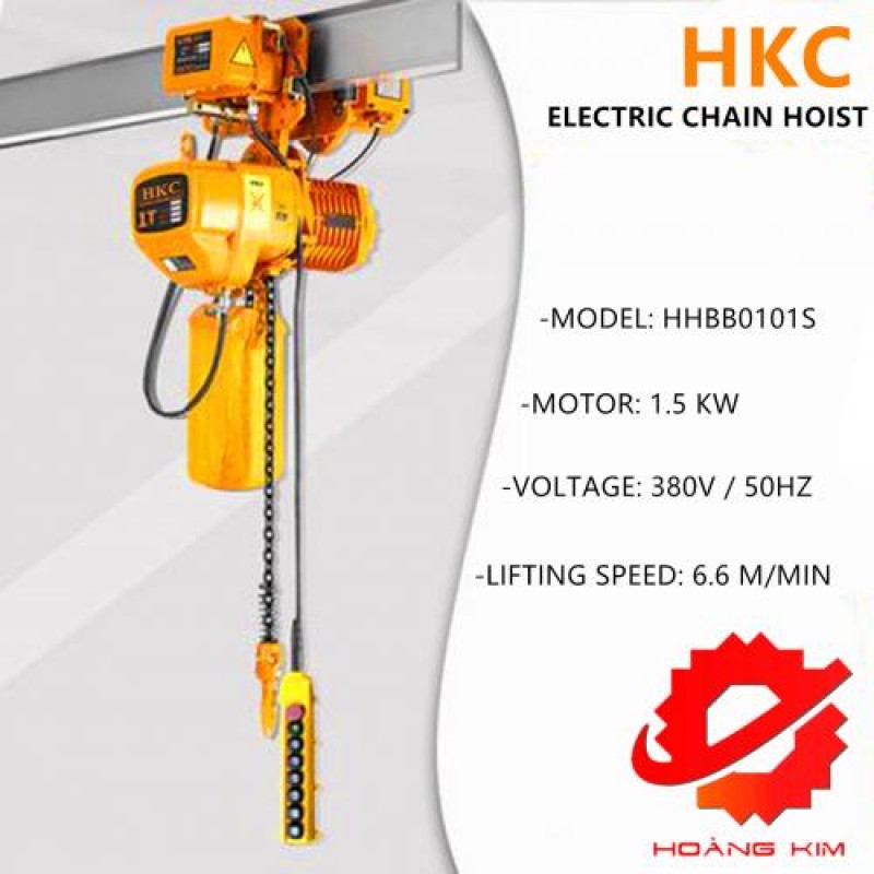 Pa lăng xích điện HKC 1 tấn di chuyển || HOÀNG KIM COMPANY