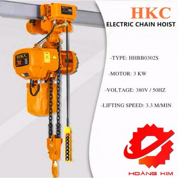 【GIÁ TỐT】Pa lăng xích điện HKC 3 tấn di chuyển || HOÀNG KIM 
