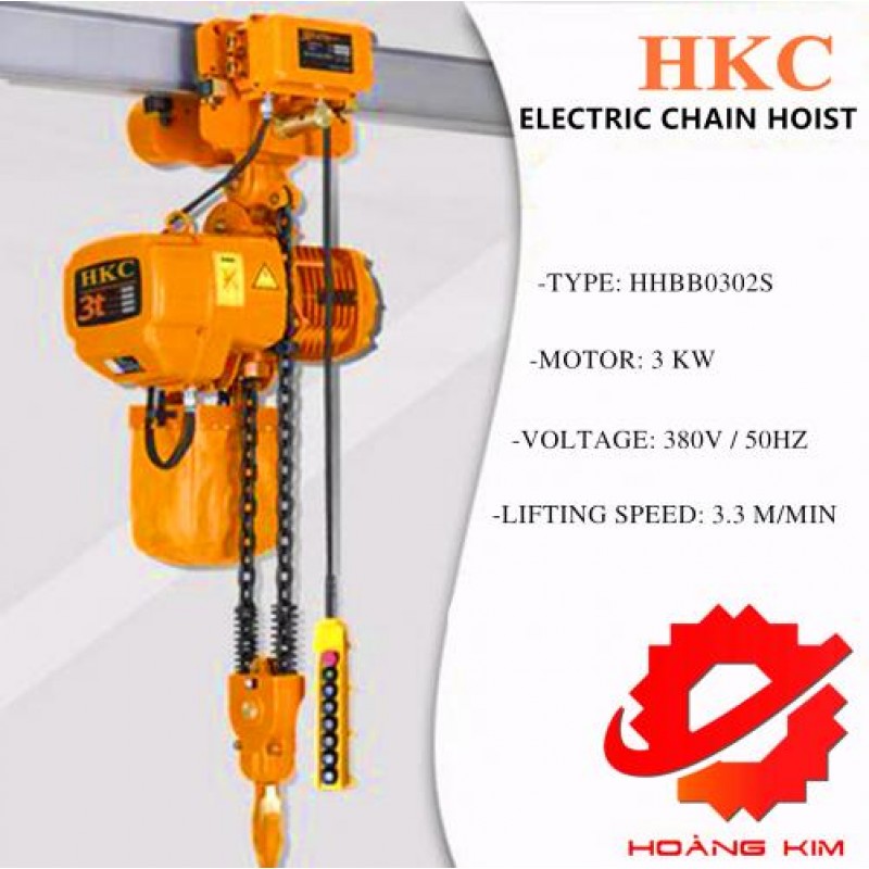 【GIÁ TỐT】Pa lăng xích điện HKC 3 tấn di chuyển || HOÀNG KIM 