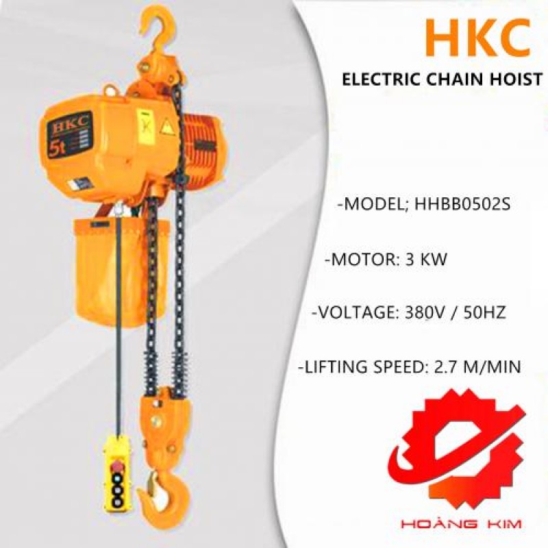 【GIÁ TỐT】Pa lăng xích điện HKC 5 tấn cố định || HOÀNG KIM 