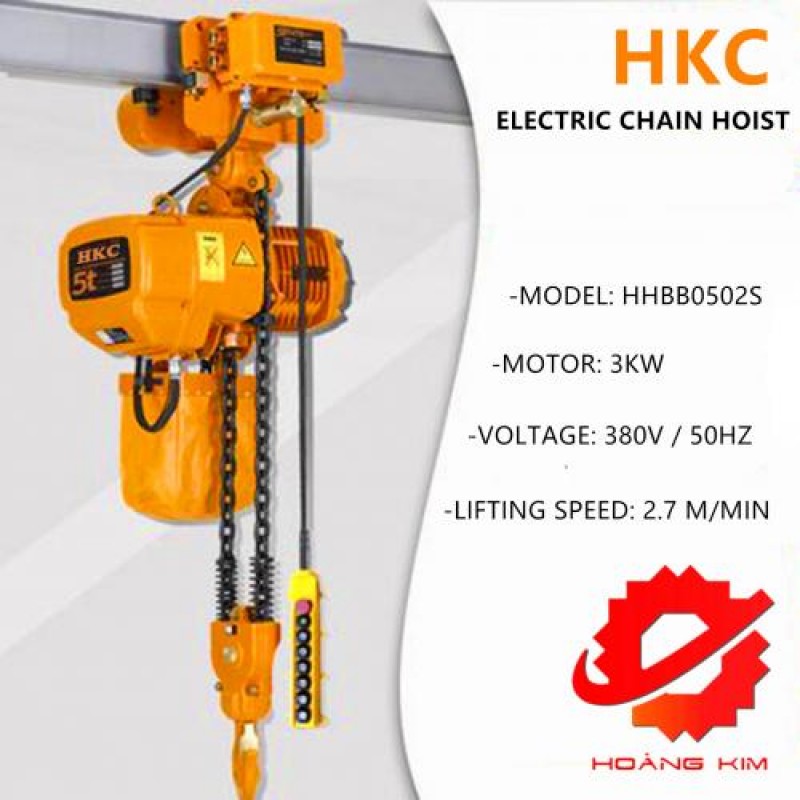 【GIÁ TỐT】Pa lăng xích điện HKC 5 tấn di chuyển || HOÀNG KIM 