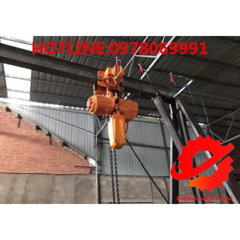 【GIÁ TỐT】Pa lăng xích điện 5 tấn 4 mét có con chạy || HOÀNG KIM